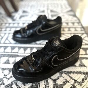 Nike Air Force 1 Low Black Leather Sneakers Women's Size‎ 9 AO2132 005